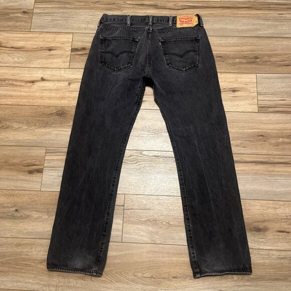 Men's Levis 501 Original Fit Denim Jeans SZ 38x34 Faded Black Button Fly Red Tab - Picture 11 of 13